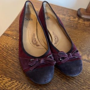 Sofft ballerina flats. Suede burgundy. Size 10